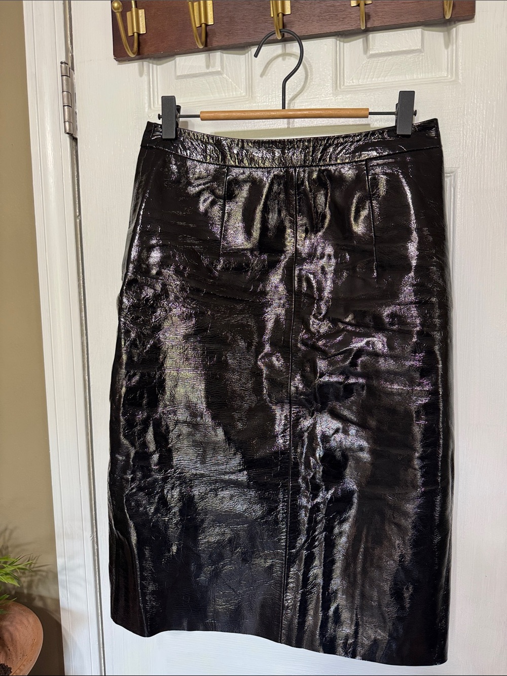 Walter Baker Lamb Leather Cotton Lined Black Pencil Skirt Size 4 W 13” L 24.5”